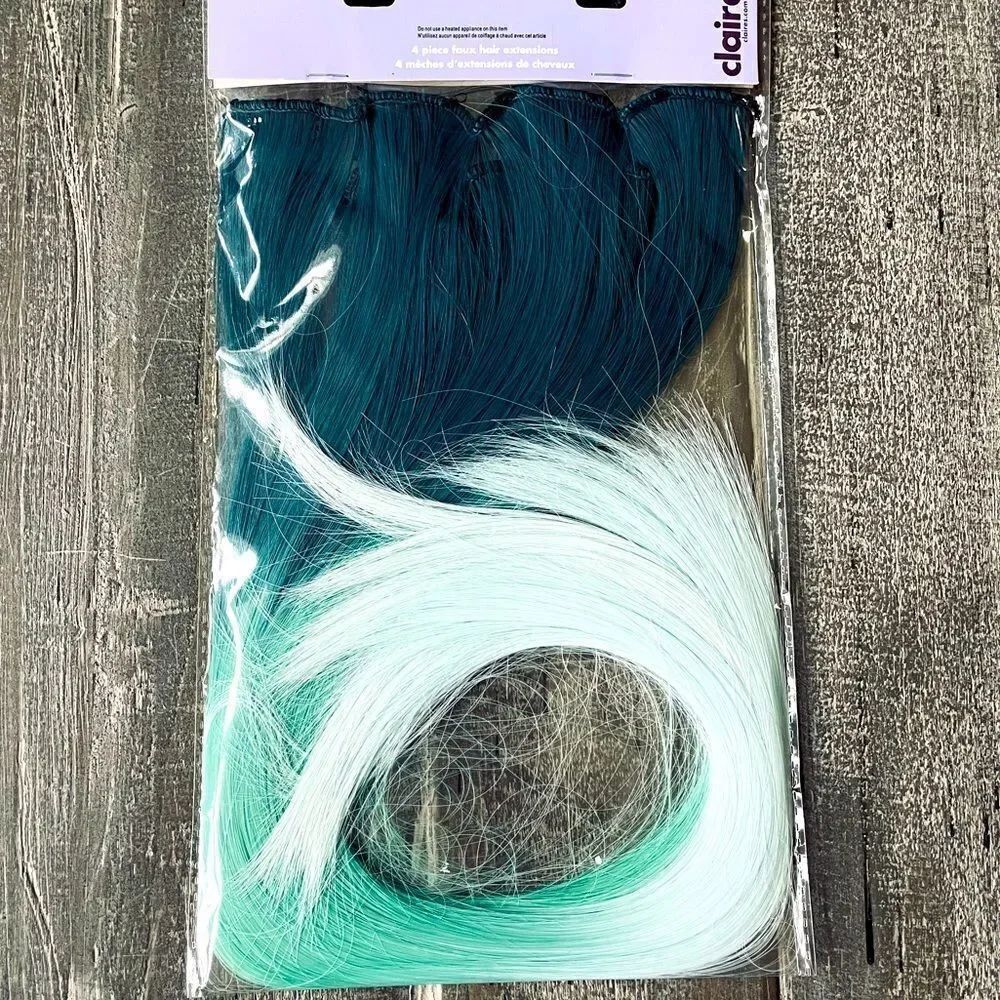 Teal Ombre Blue Green Hair Extensions Set